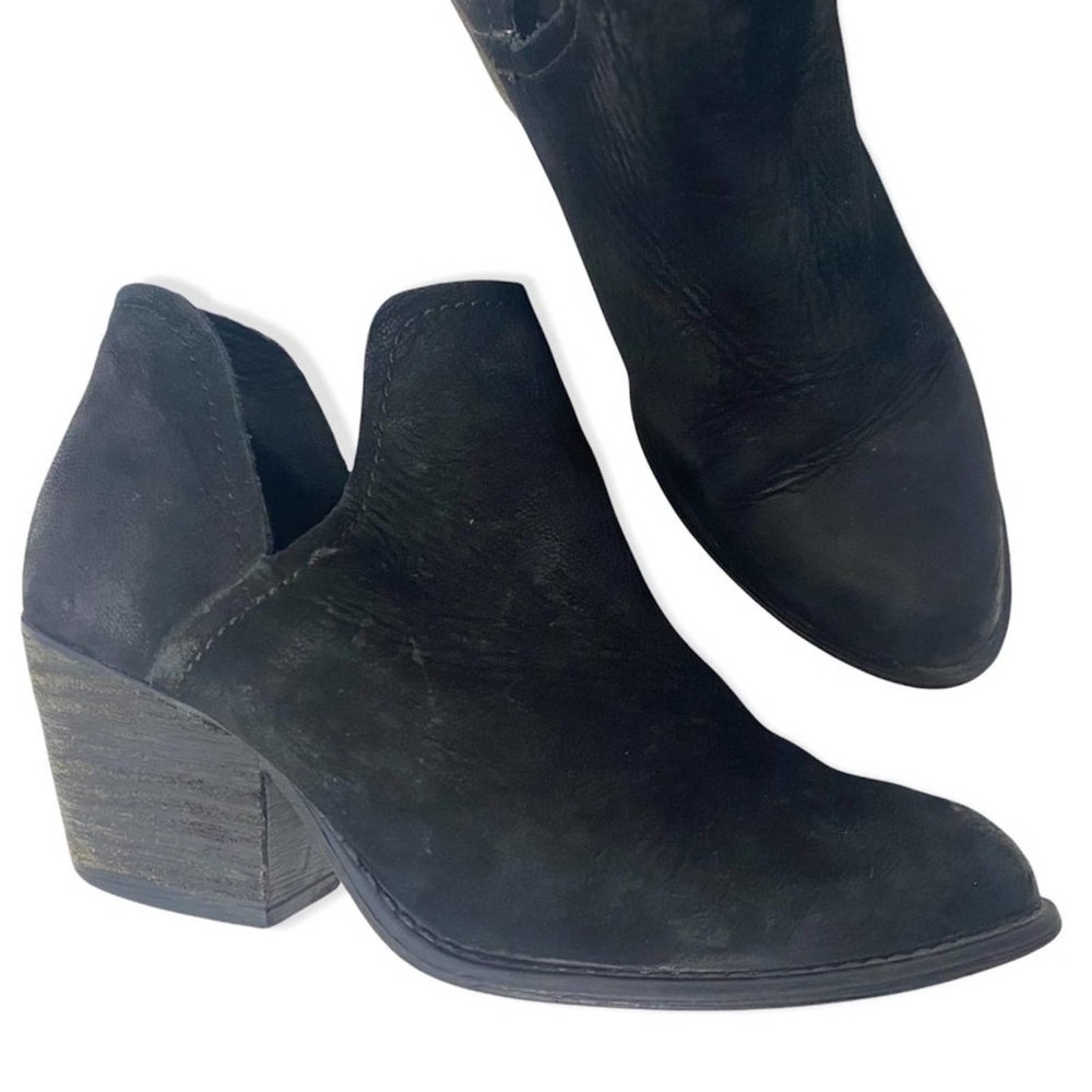 Steve Madden Adelphie Womens Ankle Boots size 6.5M Black Distressed Leather